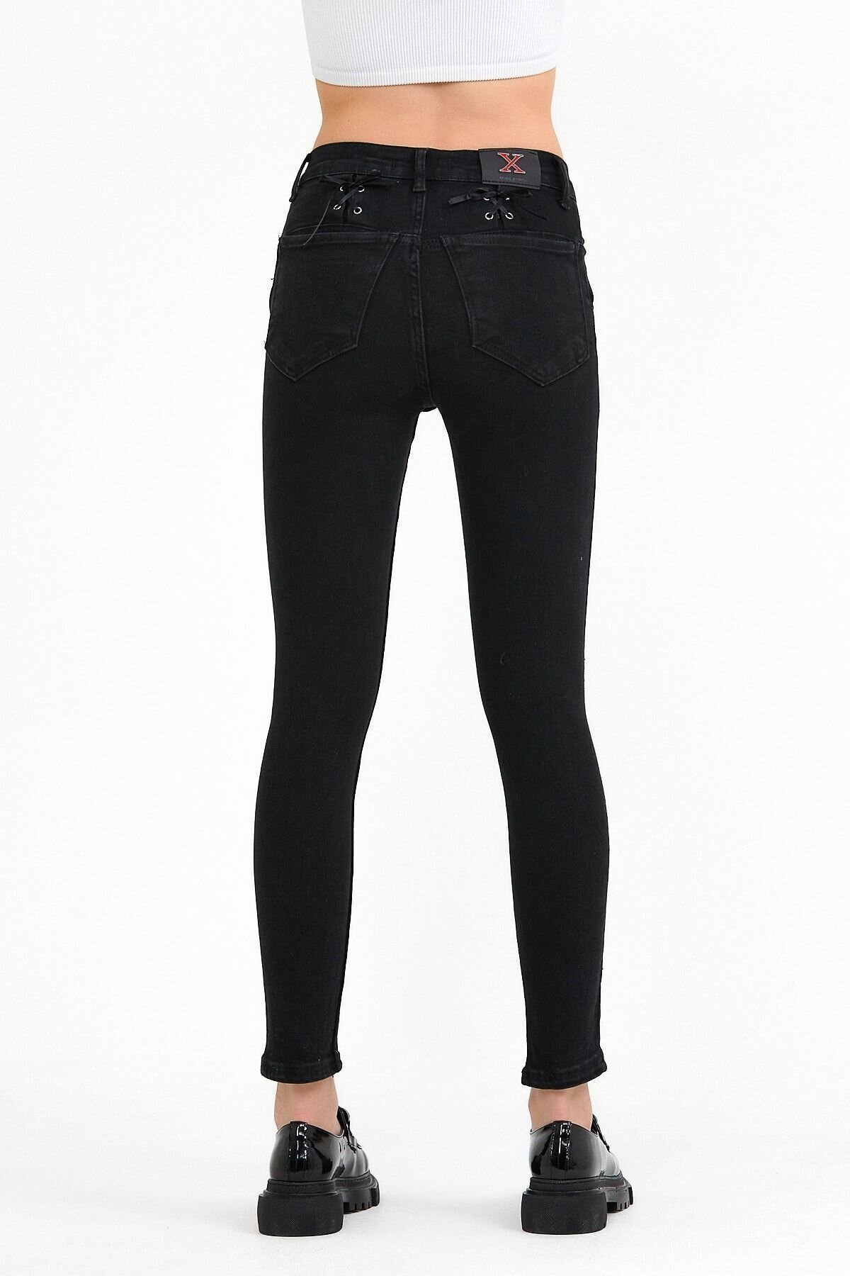 Kadın Jeanchic Fermuar Detayli Yüksek Bel Dar Paça Kot Pantalon