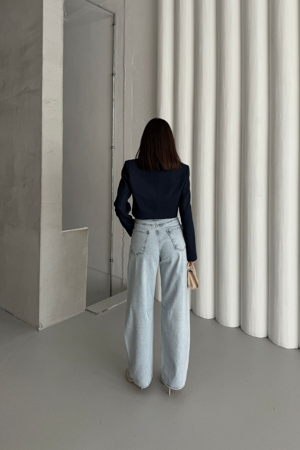 Kadın Jeans Bol Paça Baggy Buz Mavi Kot Pantolon