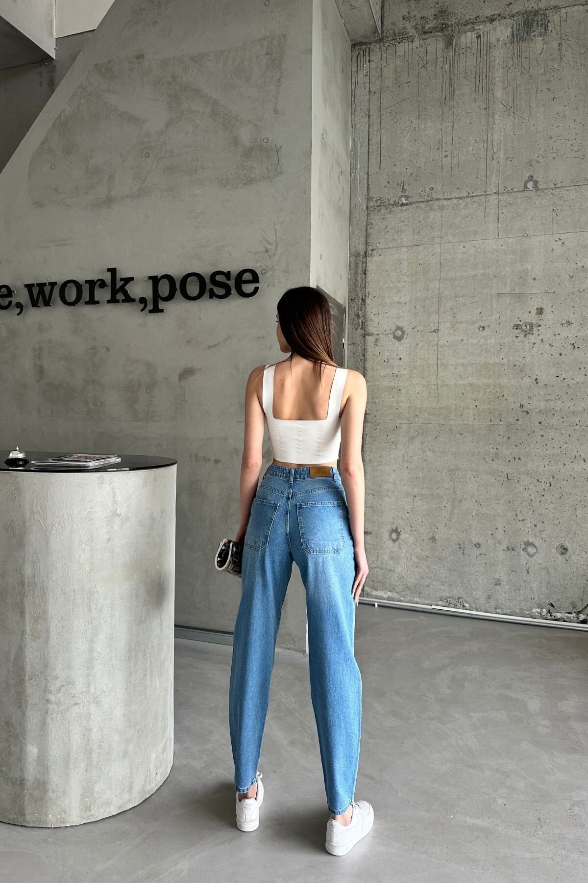 Kadın JeansCharm Yüksek Bel Bol Paça Baggy Açık Mavi Kot Pantolon