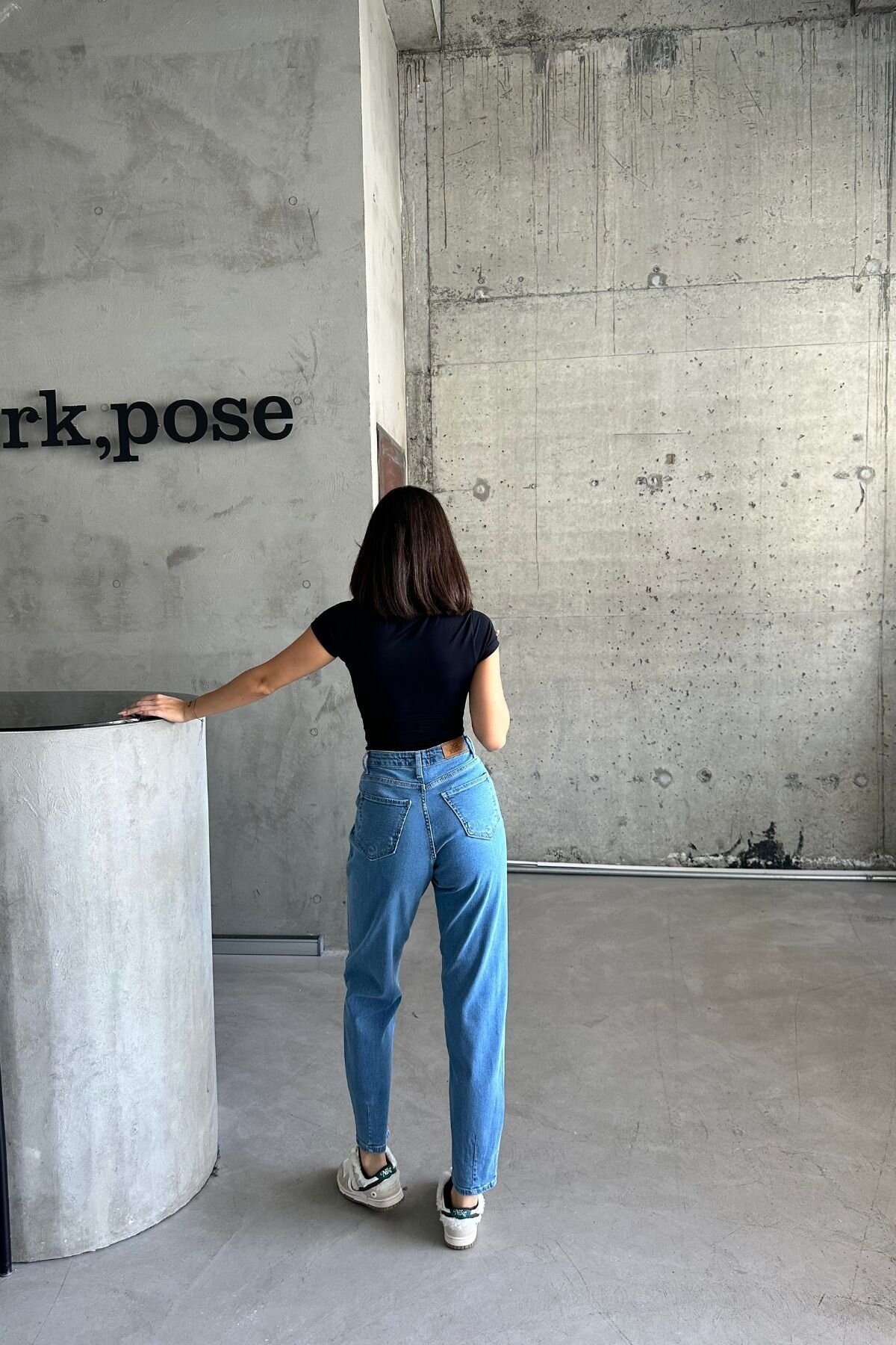 Kadın JeansDream Yüksek Bel Bol Paça Baggy Buz Mavi Kot Pantolon