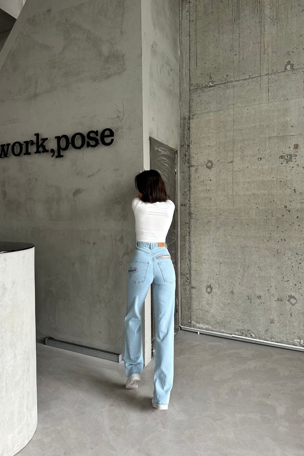 Kadın JeansVibe Bol Paça Yüksel Bel Palazzo Buz Mavi Kot Pantolon