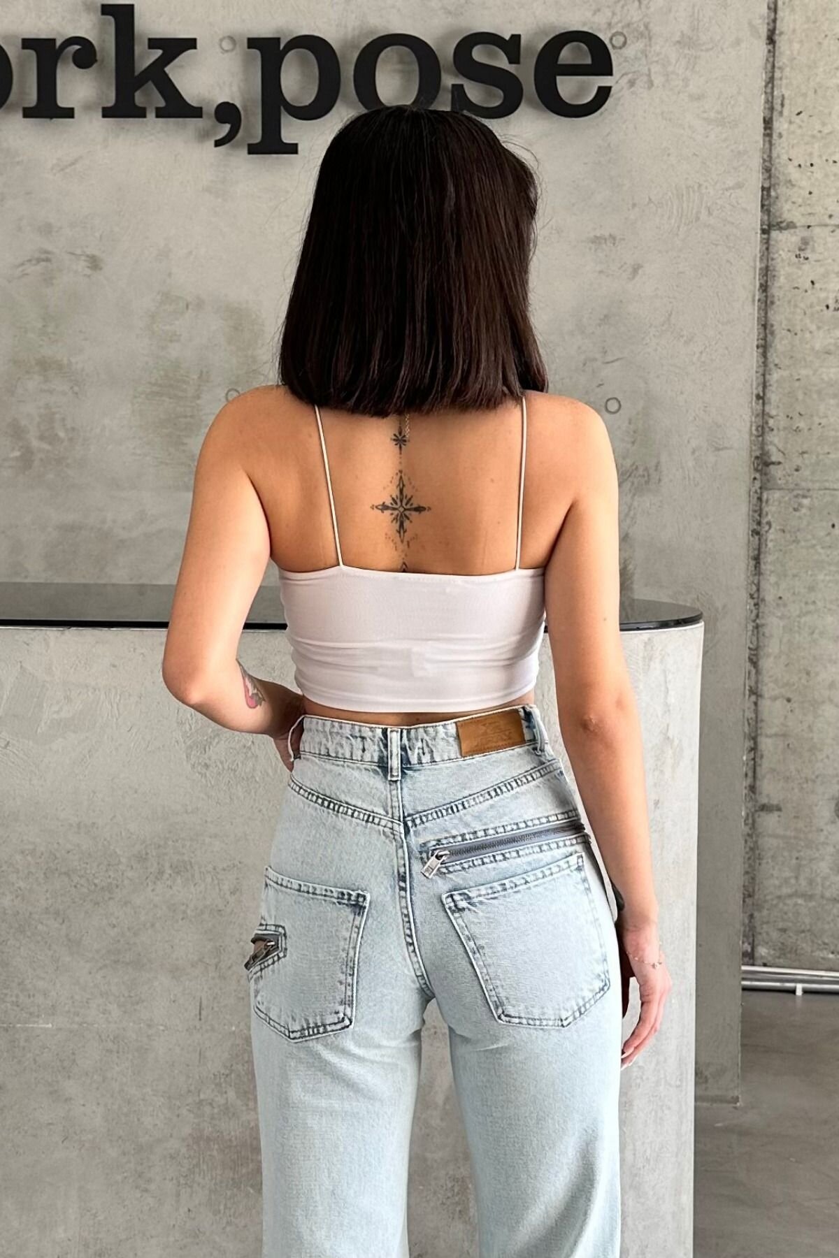 Kadın JeansVibe Bol Paça Yüksel Bel Palazzo  Mavi Kot Pantolon